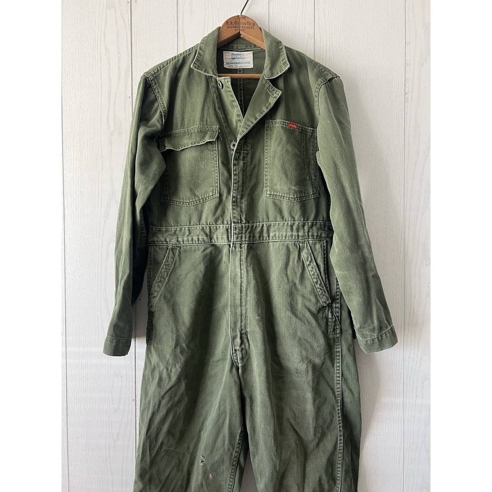 Vintage 60's Big Smith Coveralls Sanforized Green Workwear Mechanic 38 Medium